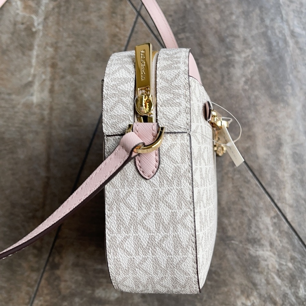 MICHAEL KORS LARGE EAST WEST ZIP CHAIN XBODY POWDER BLUSH MULTI - Picture 3 of 16